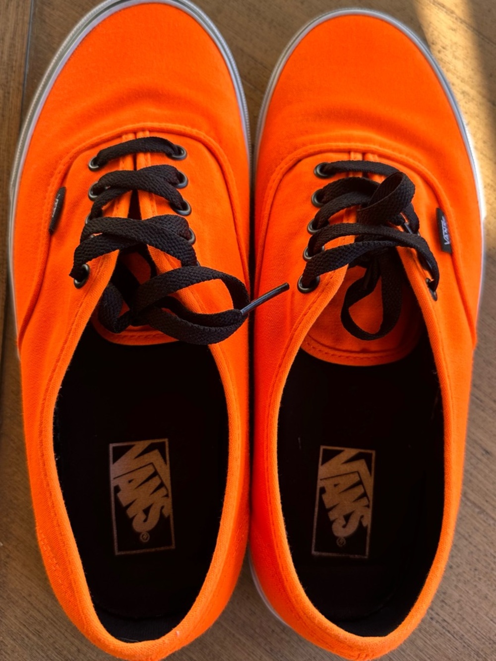 Vans Orange Canvas Low-Top Sneakers with Black Laces